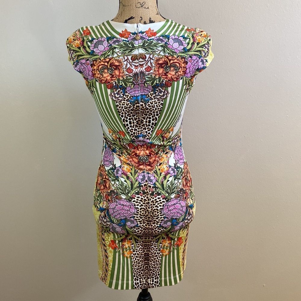 NWT Just Cavalli Gorgeous Rare Animal Floral Print Mini Bodycon Dress size XS - Picture 11 of 16